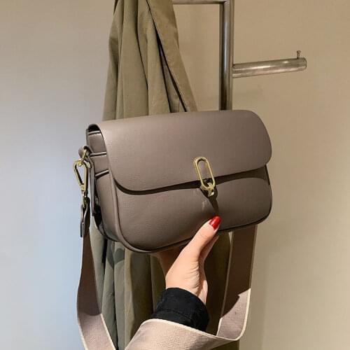 Retro Shoulder Bags Solid Color Leather Ladies Bags Trend Brand Shoulder Bags Classic Style Female Bags Diagonal Bags