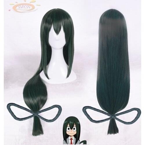 My Hero Academia Baku no Hero Asui Tsuyu Dark Green Long Straight Cosplay Wigs 80cm