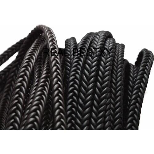 REAL BESTXY 1yard/lot round leather cords braided flat leather cords for bracelet making for sale