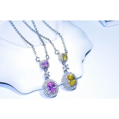 Luxury Fine Oval Pendant Necklace Inlay AAA Zircon Wedding Jewelry Making Charm Womens Fashion Statement Anniversary Gifts