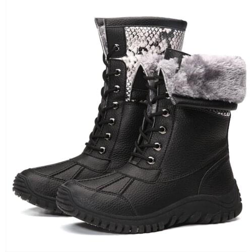 Russia 2021 winter new Martin boots women plus velvet warm outdoor leather snow boots women rubber outsole high-tube shoes