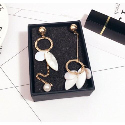 Stylish simple wind shell earrings long section tassel asymmetric ring women earrings