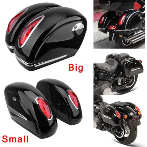 Motorcycle Universal Small/Large Side Luggage Case LED Saddlebags Box W/Light For Harley For Honda For Yamaha For Kawasaki