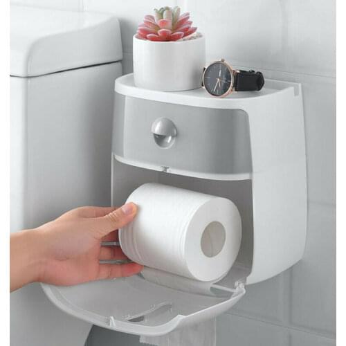 Waterproof Toilet Paper Holder Plastic Paper Towels Holder Wall Mounted Bathroom Shelf Storage Box Portable Toilet Roll Holder