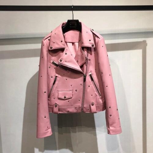 Woman Coats Natural 100% Sheepskin Genuine Leather Jackets Female Motorcycle Sheepskin Leather Rivet Masonry Decoration Overcoat