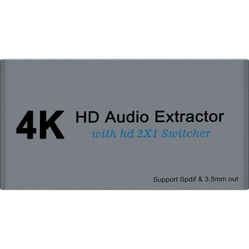 2 Port HDMI Switch Box 2 in 1 out HDMI Switcher Optical Toslink L/R Audio Extractor Support 4K for PS4 Xbox One Blu-ray DVD