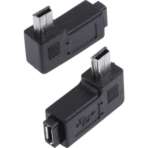 2pcs 90 Degree Micro USB Female to Mini USB Male Adapter Connector Charging Data Charger Lead Extender Cable