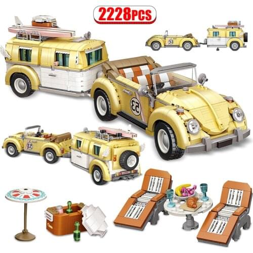 2228pcs City Technical Mini Campe Vacation Car Building Blocks Friends Casual Vehicle Bricks Creator DIY Toys for Kids Gift