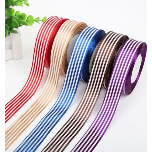 25mm*25yards Color Striped Ribbon DIY Craft Flowers Arrangement Rose Ribbon Flower Gift Box Packaging Materials Florist Supplies