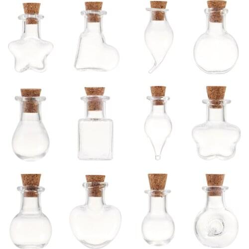 5Pcs Mini Glass Cork Bottles Empty Sample Jars Drift Wishing Bottle Perfume Vial Wedding Home Decoration DIY Necklace Pendants