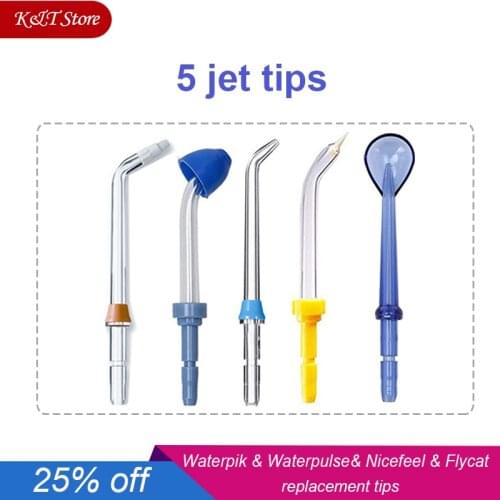 5 pcs Waterpulse Waterpik Nicefeel Flycat Jet Tips Replacement Nozzles Dental Water Flosser Oral Irrigator Hygiene Accessories