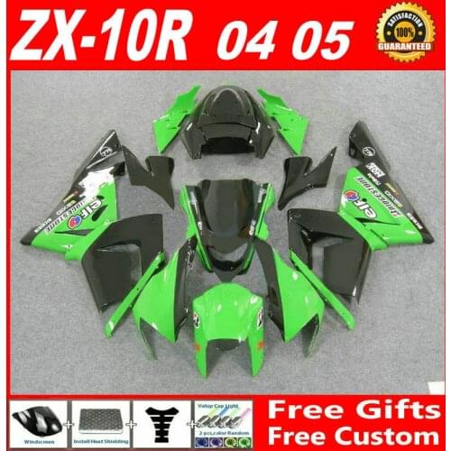 7 gifts for Kawasaki ZX10R 04 05 new green black fairings 2004 2005 zx10r fairing kit GBV83 high quality parts