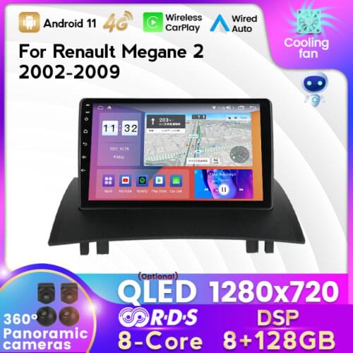 Auto radio for Renault Megane 2002-2009 car multimedia player Android 11 4G LTE octa-core support auto carplay 5GHz WiFi BT SWC