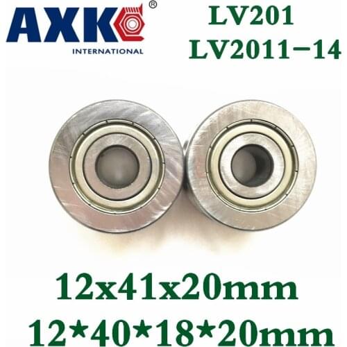 Axk V Groove Guide Roller Bearings Lv201 Zz Rv201/12-20 12*41*20mm Lv201-14 Zz 12*40*18*20mm Precision Double Row Balls Abec-5