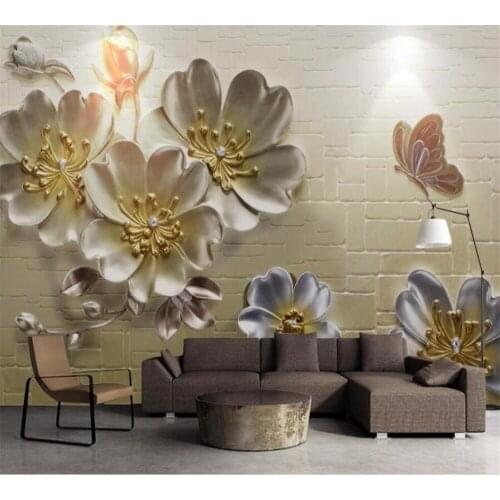 Beibehang Customized Wallpaper 3D Mural Modern Fashion Simple Resin Flower Embossed Home Decor Background Wall Papel de Paddid