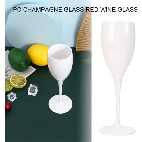 1PC White Champagne Flutes Cup Plastic Wine Glasses Dishwasher-safe White Acrylic Champagne Glass Acrylic Barware Party Decor