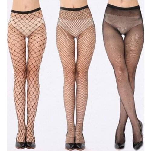 Black medium grid SEXY women high waist stocking fishnet club tights panty knitting net pantyhose trouser mesh lingerie S07