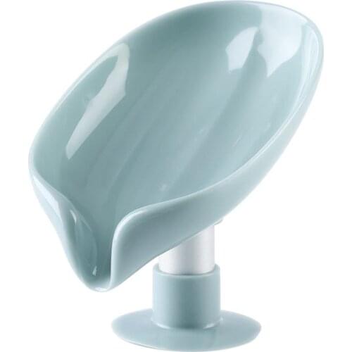 Soap Dish Holder Leaf Shape with Diversion Hole 45° Scientific Angle Powerful Sucker Decoration