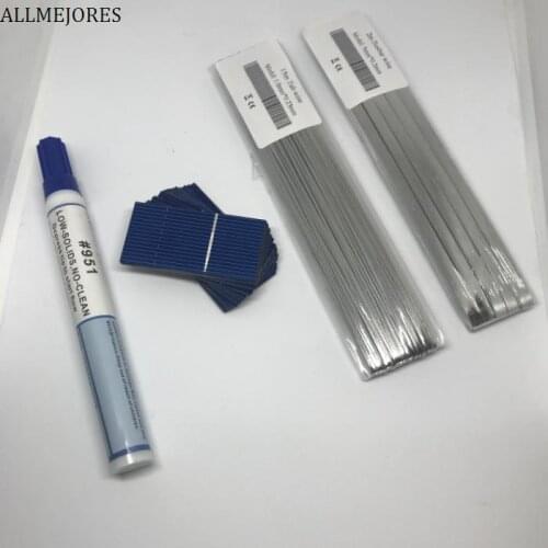 ALLMEJORES 100Pcs Solar Cells 52mmx26mm 0.23W 0.5V for DIY Solar panel Charger give enough Tab wire Bus bar wire + Flux pen