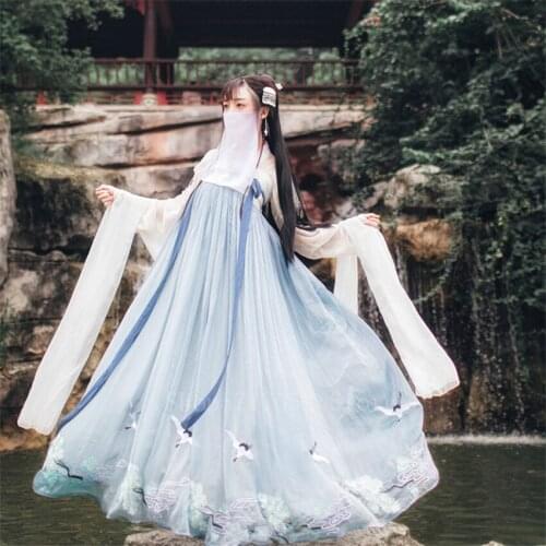 Hanfu Women Dress Dance Costume Traditional Chinese Folk Dress Adult Girl Embroidery Elegant Fairy Stage Wear Performance Outfit