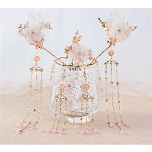 5 Piece Set Fringe Step Shaker Hairpin Girl Antiquity Hairpin Chinese Headdress Hairband Sticker Headdress Bride Headdress