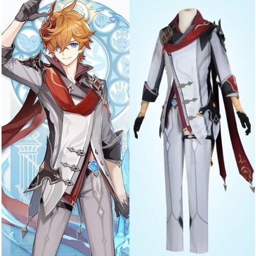 Game Genshin Impact Cosplay Costumes Tartaglia Childe Cosplay Costume Uniforms Clothes Suits Wears Clothing Outfits Gray Adult