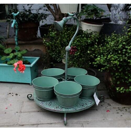 Faucet bird decorative vintage rustic green metal beautiful flower pot