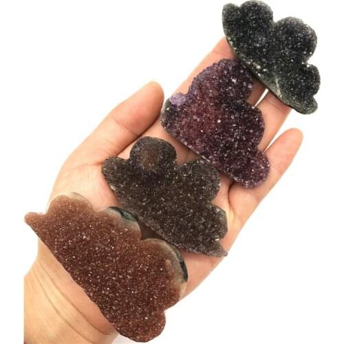 Beautiful 1PC Natural Amethyst Clouds Stone Healing Crystal Palm Stone Gemstone Reiki Carved Natural Quartz Crystals