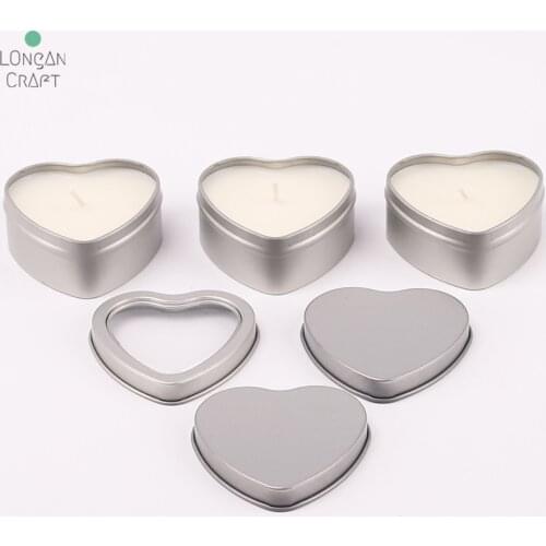 Longan Craft Supplies Metal Heart Shape Tins with Lid Empty Tins Storage Cosmetic Containers for Spice Candle Containers Jars