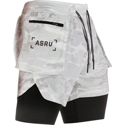 Men 2 in 1 Sports Shorts Running Gym Dry Fit Double-deck Jogging Swimming Beach Short Pant Male Training Exercise Fitness Shorts