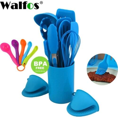 Walfos 14 Pcs Heat Resistant Silicone Cookware Set Nonstick Cooking Tools Kitchen Baking Tool Kit Utensils Kitchen Accessories