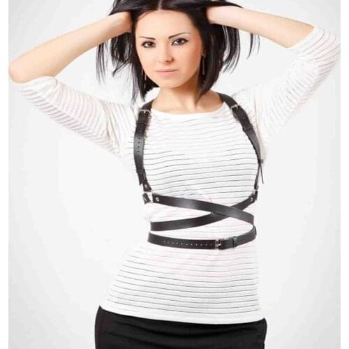 HARNESS New Basic Style Women Men Handmade Underbust Waist Belt Y Leather Harness Body Bondage Cage Straps