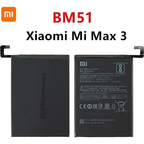 Xiao mi 100% Orginal BM51 5500mAh Battery For Xiaomi Mi Max 3 Max3 BM51 High Quality Phone Replacement Batteries