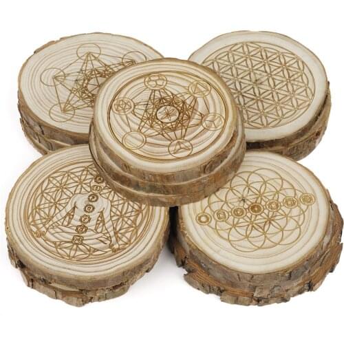 1pcs Natural Wood Coaster Cup Coasters With Logo Divination Chakra Slice Home Decor
