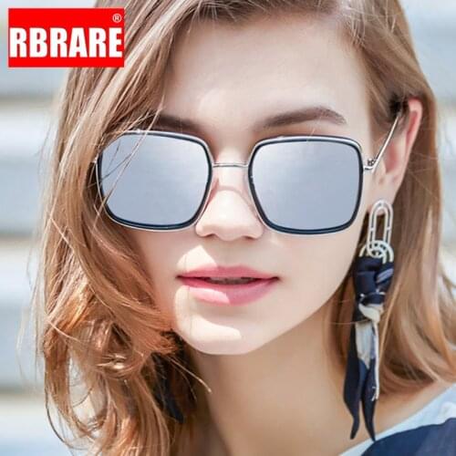 RBRARE Oversized Square Sunglasses Women Vintage Mirror Sunglasses Women Luxury Brand Glasses For Women Oculos De Sol Feminino
