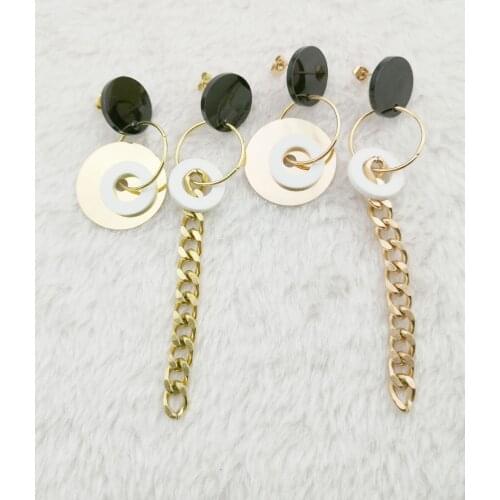 Resin Hoop EarringHot Sell Fashion Stainless Steel Golden Color Jewelry New For Girl