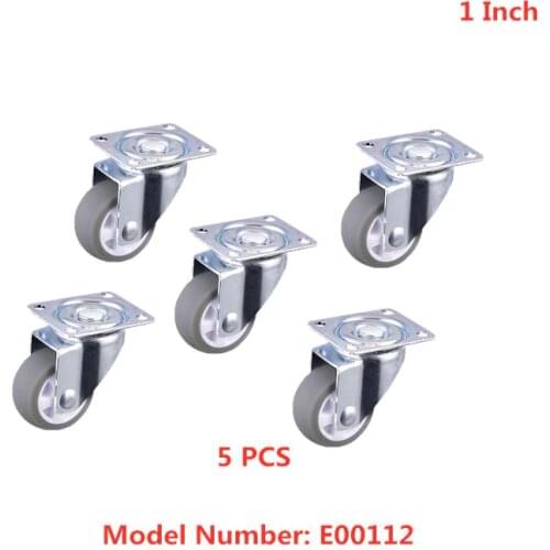 5 Pcs/Lot Casters 1 Inch Gray Tpe Universal Wheel Diameter 25mm Mute Roller Total Height 4cm Home