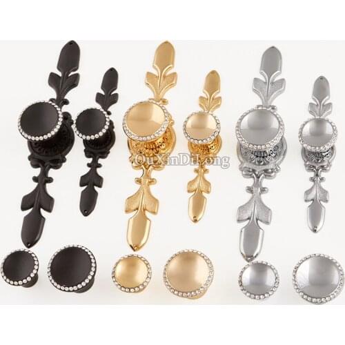 Luxury 8PCS European Inlaid Crystal Kitchen Door Handles Cupboard Drawer Wardrobe Cabinet Pulls Handles&Knobs Furniture Hardware