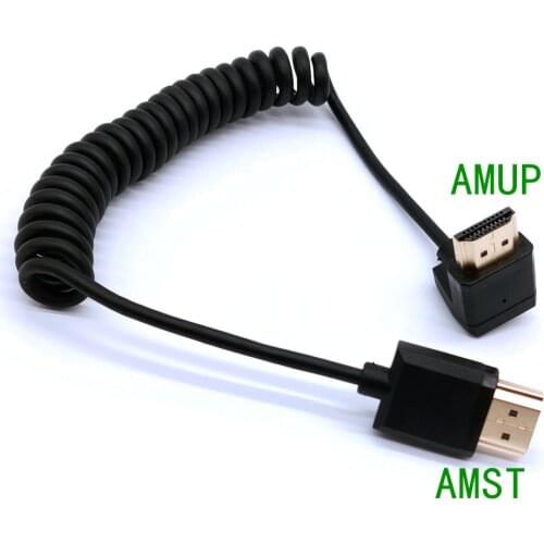 OD 3.0mm Coiled HDMI-compatible 2.0 male to Micro Mini HDMI-compatible stretch Spring Curl Flexible Thin Cables 2k 4k @60Hz