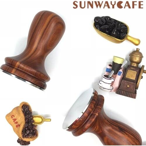 58mm Coffee Tamper Red Sandalwood Handle 304Stainless Steel Coffee Powder Hammer Tamper Caffe Espresso Cafe Tools For Barista