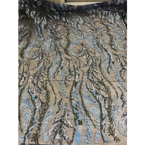Latest J-218885 African Embroidery Tulle Lace Fabric High Quality French Lace Fabric With beads