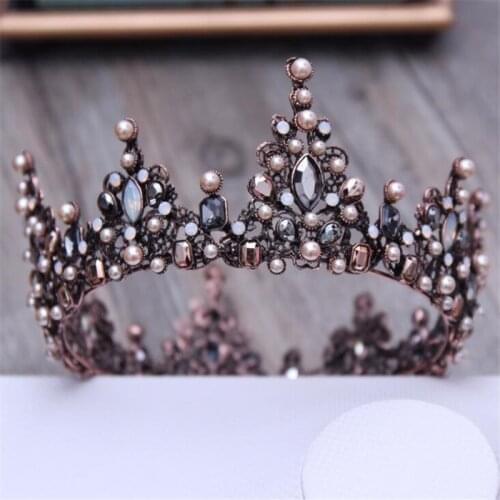 Baroque Vintage Crown Bridal Tiaras and Crowns Male Diadem Queen King Bride Headpiece Wedding Hair Jewelry Accessories