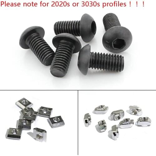 20/50 pcs M4 M5 M6 Carbon Steel Round Head Flat Head Screws Mushroom Hexagon HEX Socket Screw Bolt With Sliding Nut T Nut
