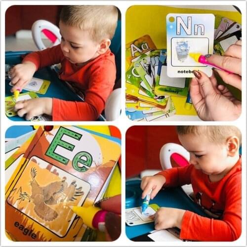 Water Drawing Card 26 Alphabet Coloring Book & 2 Magic Pen Letter Card Painting Board English Learning Educational Toys