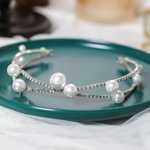 Pearl Rhinestone Hair Hoop Hairband Hair Accessories For Women Girl Bridesmaid Headband Simple Type Decoration on the Head