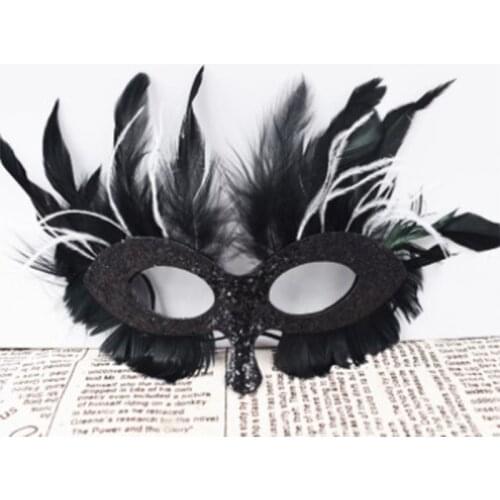 Cruella de Vil Cosplay Eye Mask Womens Gothic Witch Lace Black Feather Halloween Masquerade Evening Party Mask