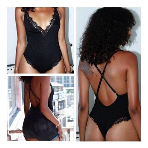 Fashion Elegant Sexy Women Lace V Neck Bodysuit Jumpsuit Romper Backless Party Slim Top New