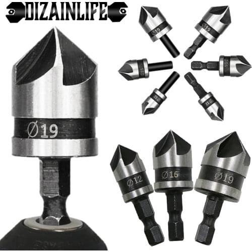 3PCS 12/16/19mm Hss Countersink Boring Drill Bit Set for Wood Metal Quick Change Drill Bit Tool Hex/Round Chamfer Drill tool