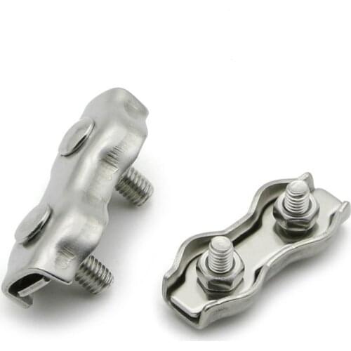 1pc 304 Stainless Steel Wire Rope Buckle Clips 2mm 3mm 4mm 5mm 6mm Cable Clamp Double Grips Fastener Hardware Accessories