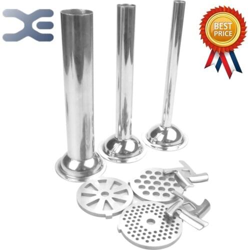 8Pcs Lot 55mm Sausage Stuffer Filling Tubes Meat Filler Funnels Stainless Steel Nozzles For Sausage Tube Blades Knife Nets